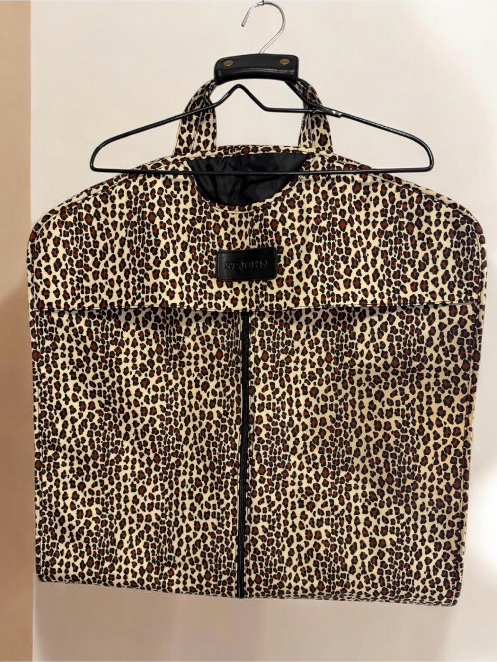 St. John Vintage Leopard Print Designer Garment Travel Bag EUC